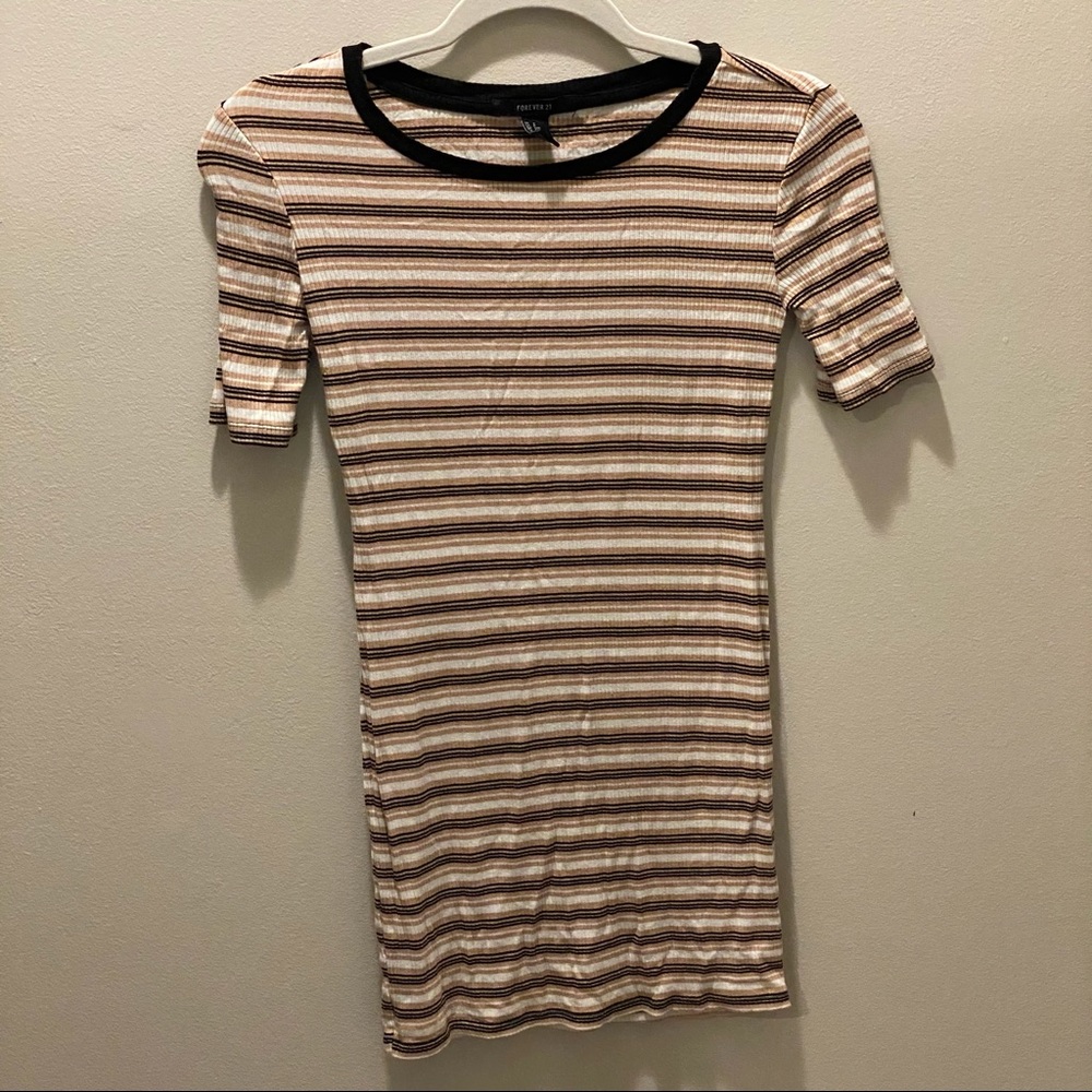 White & tan stripped bodycon dress
